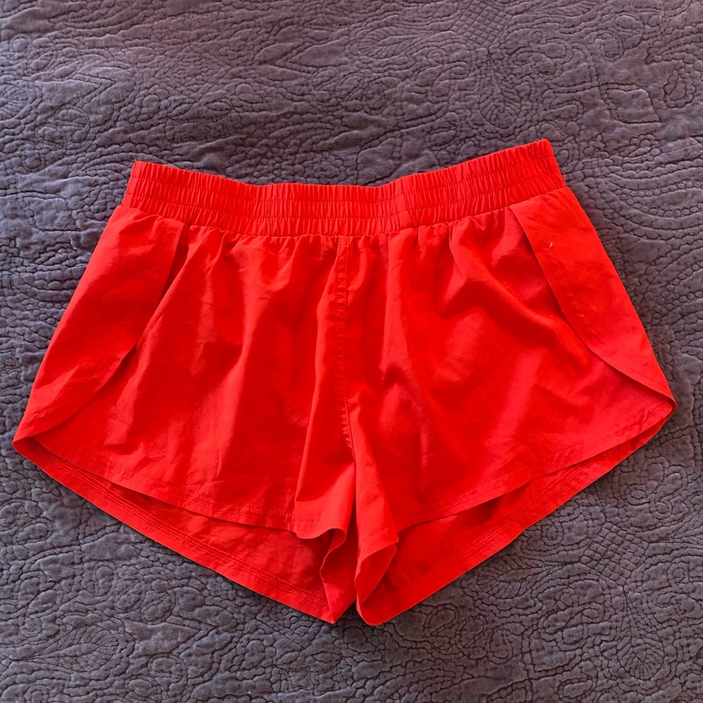 red athletic shorts